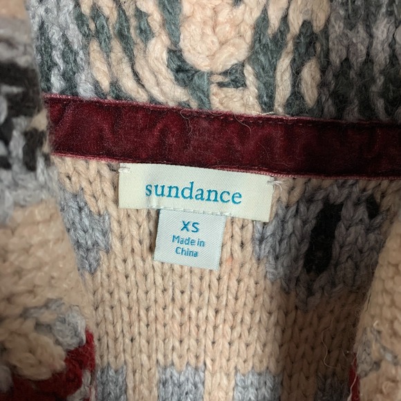 Sundance Juneau Skies Sweater Coat Women's XS Cream Fair Isle Longline Western - Picture 5 of 14